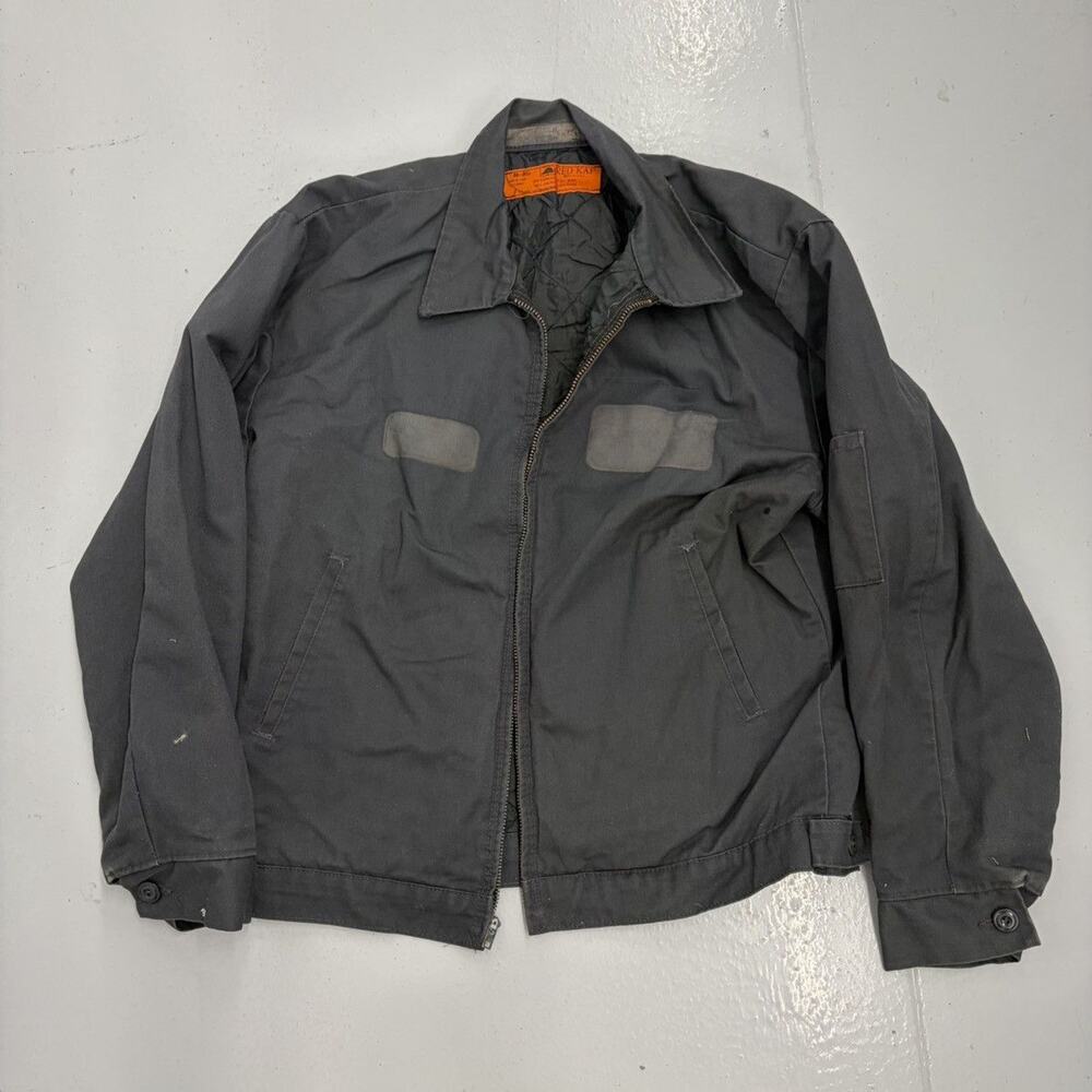 Vintage 70s Red Kap Grey Canvas Workwear Mechanics Jacket